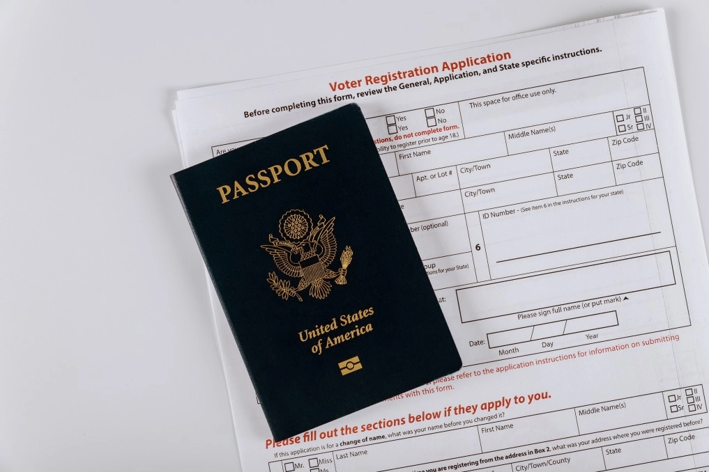 passport on voter registration papers