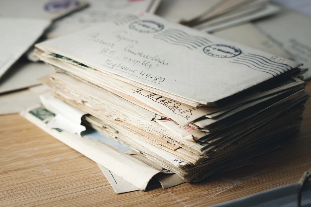 envelopes on a desk