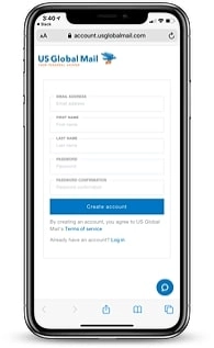 virtual mailbox sign up page on mobile