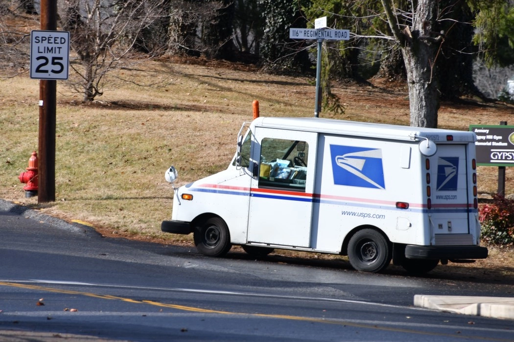 usps truck on the road