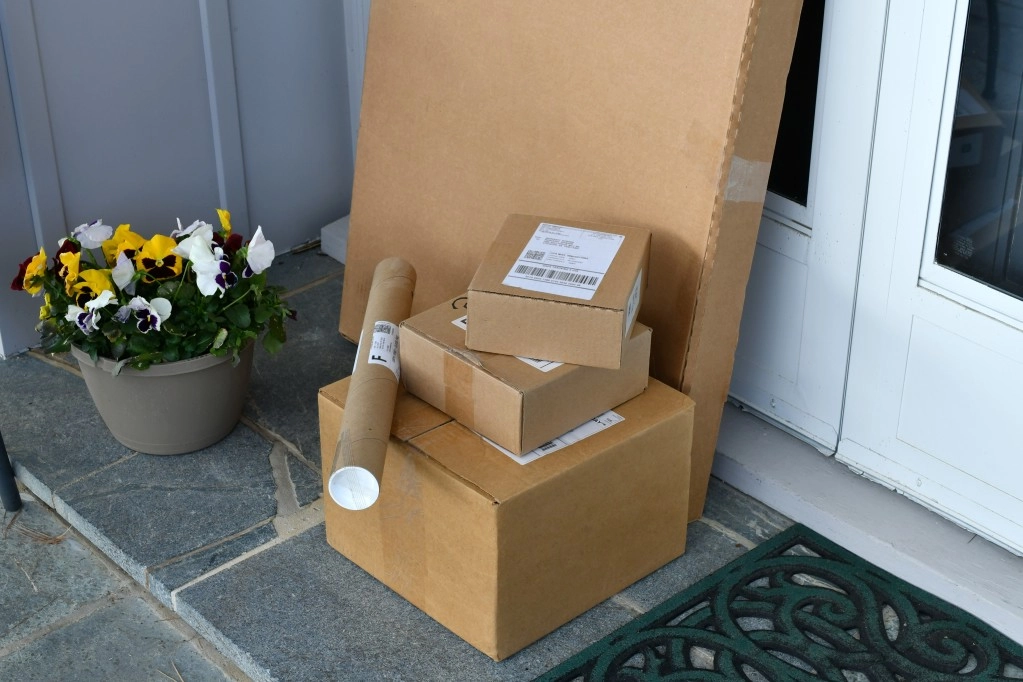 usps package at the front of a door
