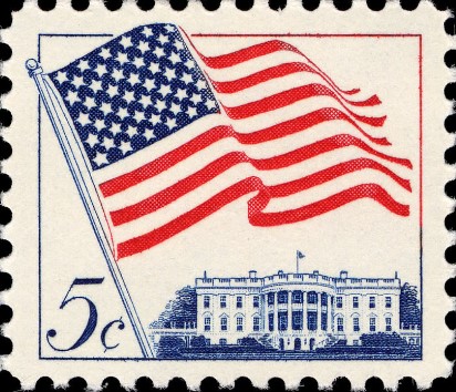 stamp with the US flag