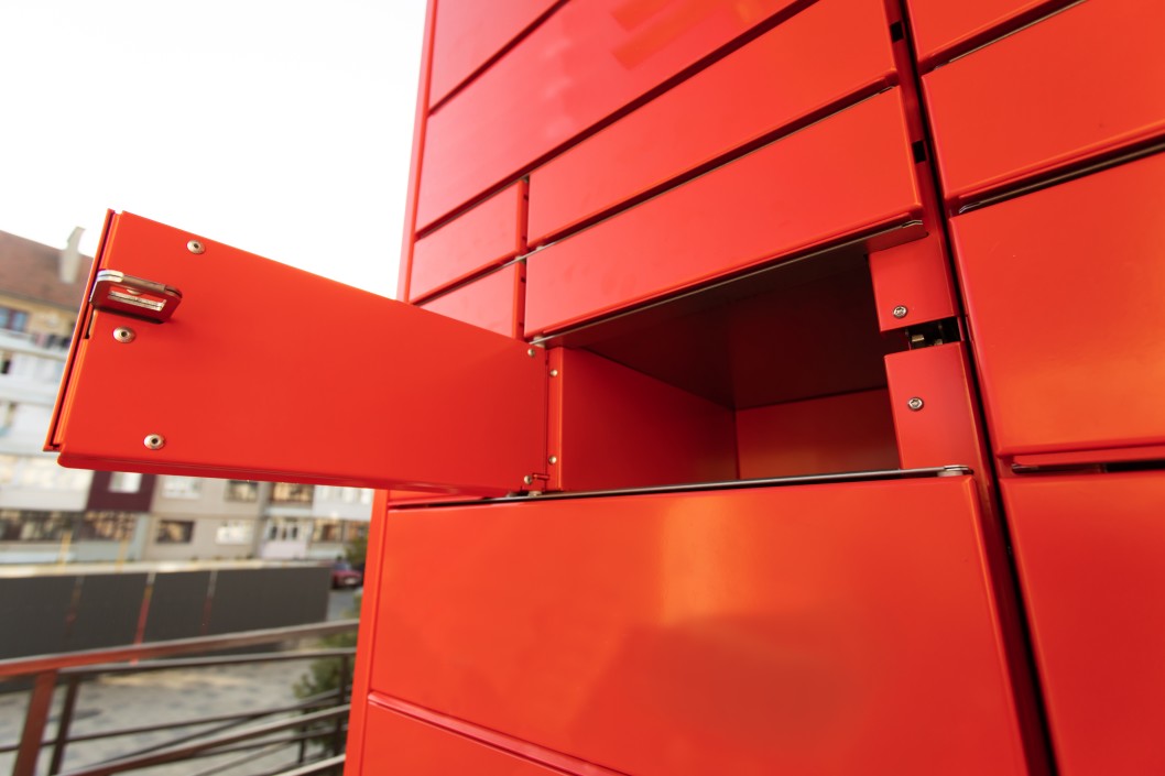red parcel locker