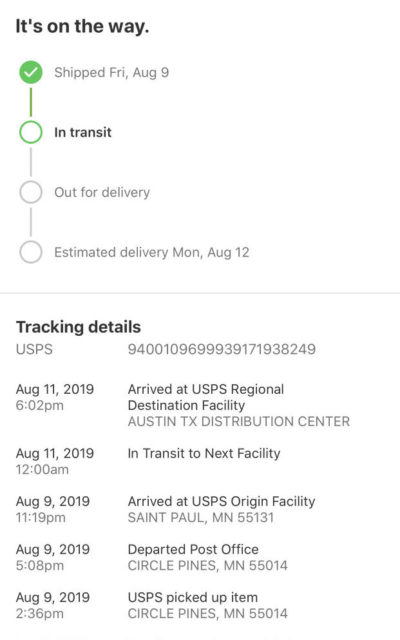 Post office tracking number