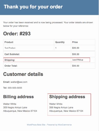 shipping address on a checkout page
