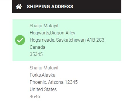 shipping address