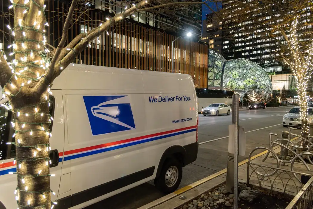 usps truck shipping a package