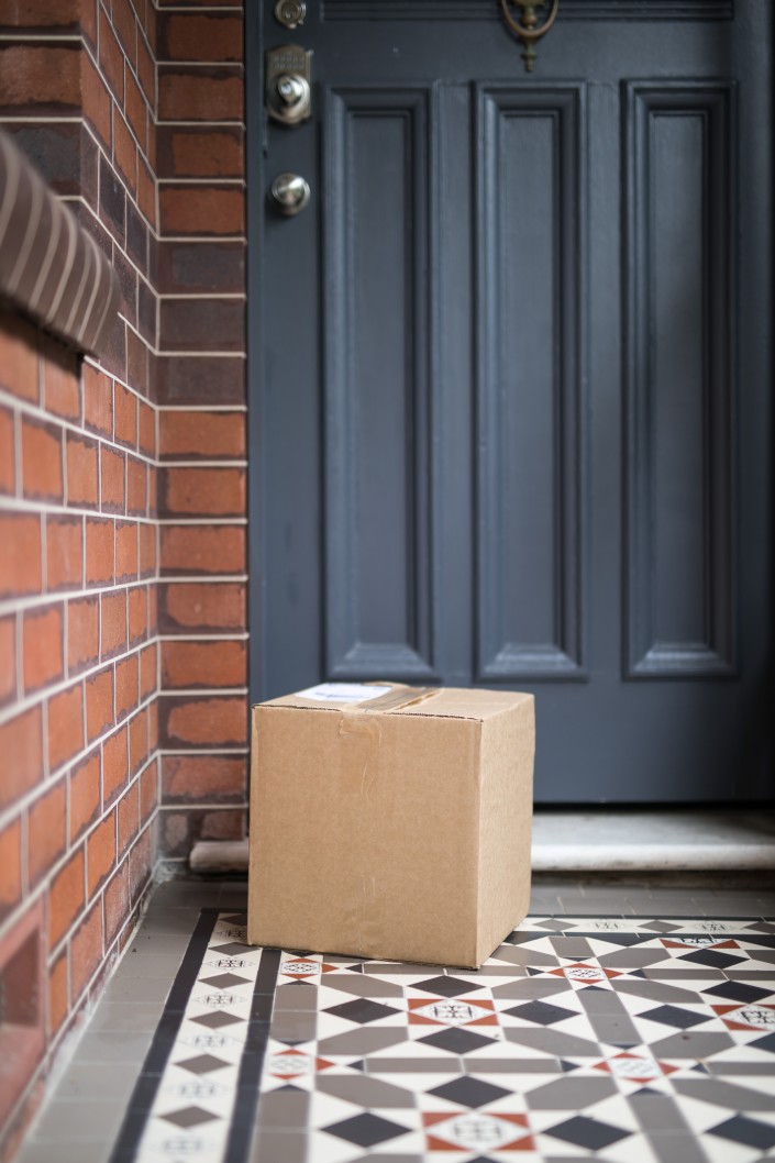 package at a front door