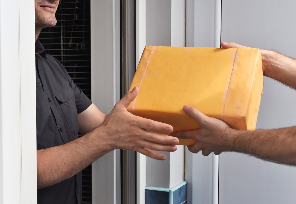 giving a package to someone