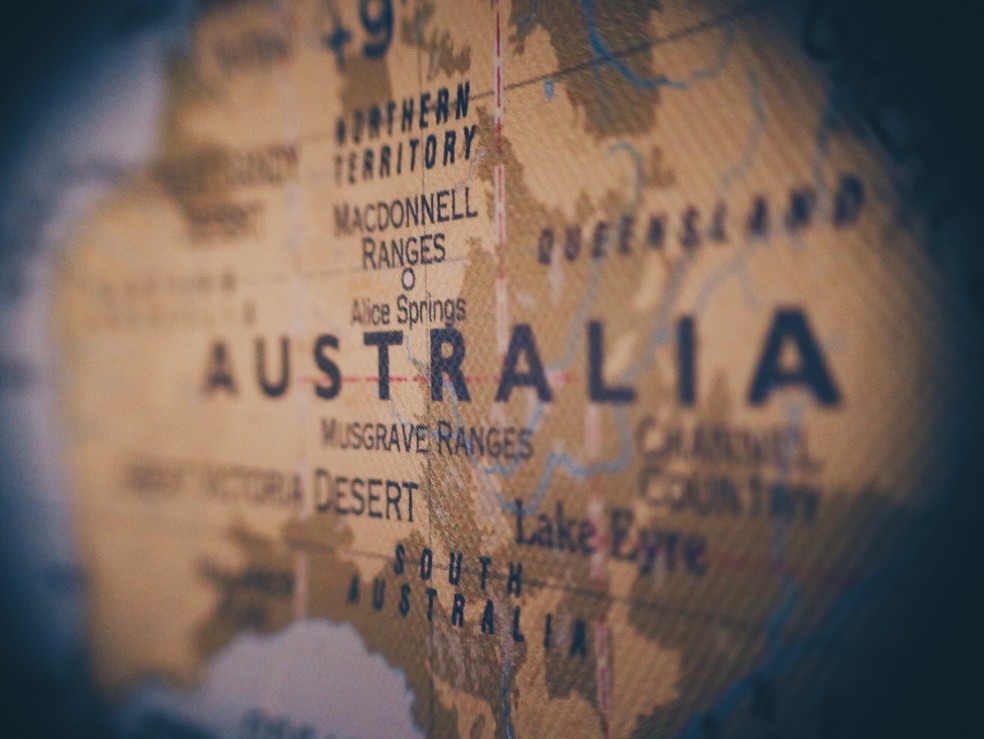 australia on a map
