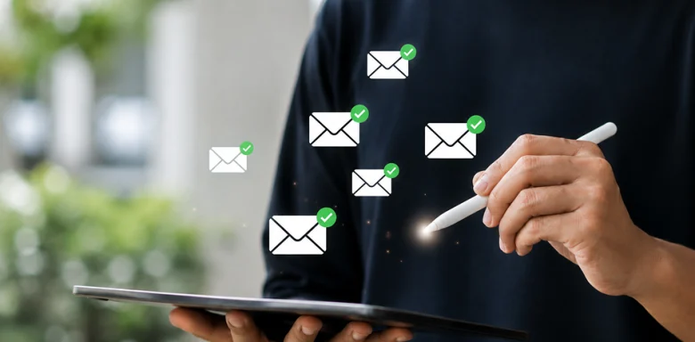 Virtual Mail coming out of the laptop screen