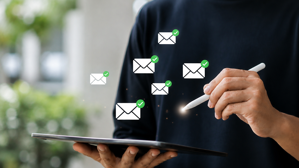 Virtual Mail coming out of the laptop screen
