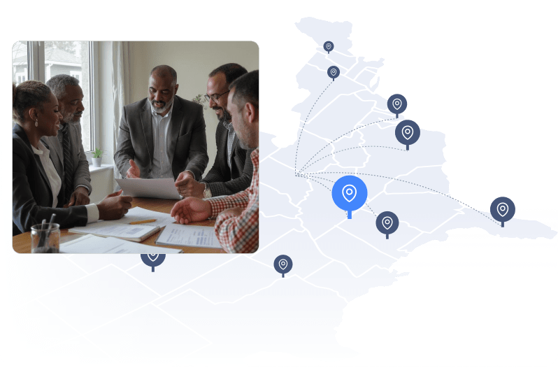 Property management team with client