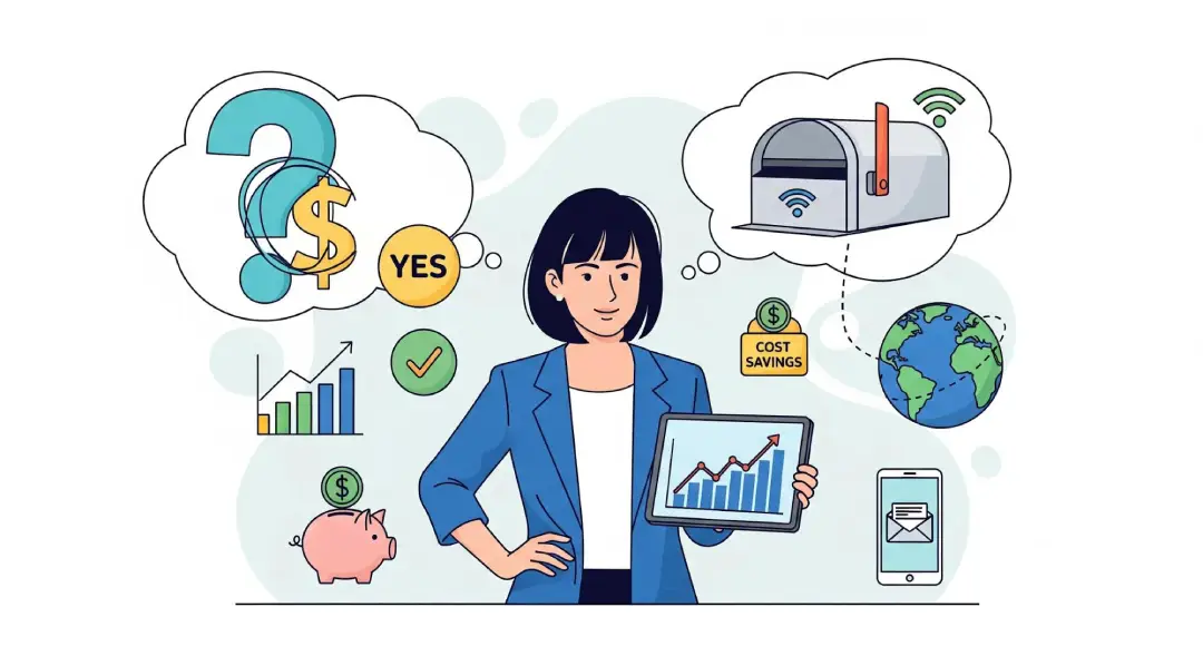 animated image of woman choosing a virtual mailbox