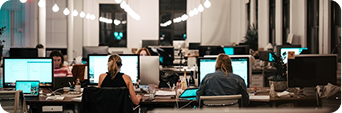 Team processing and managing virtual mail at their workstations