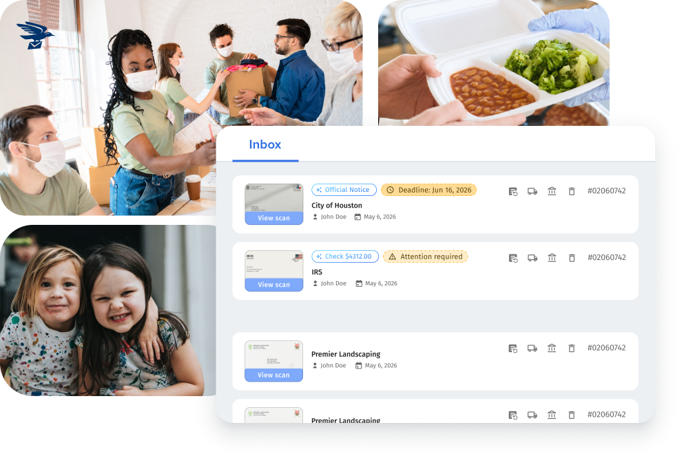 Nonprofit organizations managing official notices and mail digitally through a US Global Mail virtual mailbox inbox
